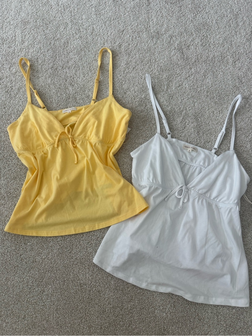 2pc Yellow & White Tie-Front Cami Tank Top SET nwt size Medium